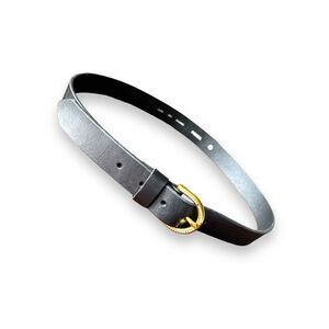 Fossil women’s 100% genuine leather black gold‎ rhinestone belt M studded buckle